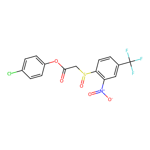 2-[2-Nitro-4-(trifluoromethyl)phenyl]sulfinylacetic acid (4-chlorophenyl) ester structure
