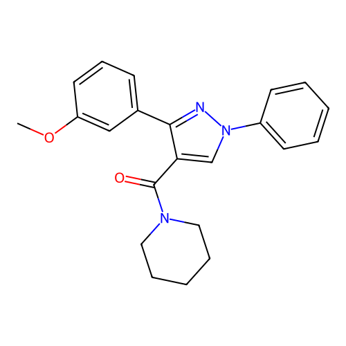 [3-(3-Methoxyphenyl)-1-phenylpyrazol-4-yl]-piperidin-1-ylmethanone structure