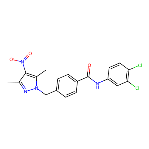 N-(3,4-dichlorophenyl)-4-[(3,5-dimethyl-4-nitropyrazol-1-yl)methyl]benzamide structure