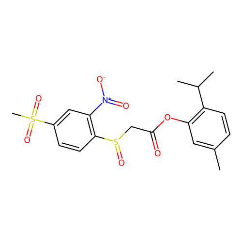 2-Isopropyl-5-methylphenyl 2-((4-(methylsulfonyl)-2-nitrophenyl)sulfinyl)acetate structure
