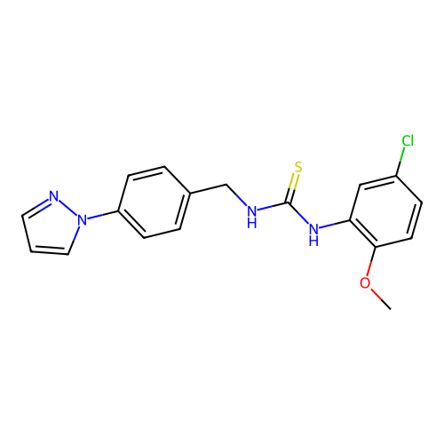 1-(5-Chloro-2-methoxyphenyl)-3-[(4-pyrazol-1-ylphenyl)methyl]thiourea structure