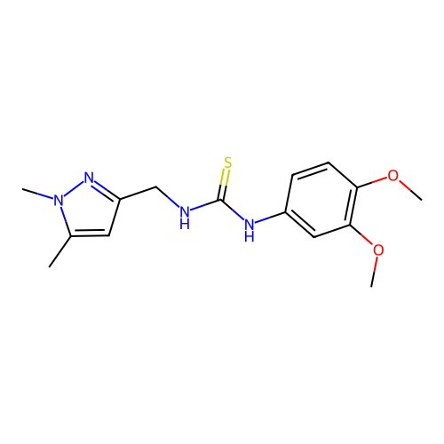 1-(3,4-Dimethoxyphenyl)-3-[(1,5-dimethylpyrazol-3-yl)methyl]thiourea structure