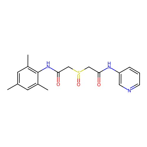 2-(Pyridin-3-ylcarbamoylmethanesulfinyl)-N-(2,4,6-trimethyl-phenyl)-acetamide structure