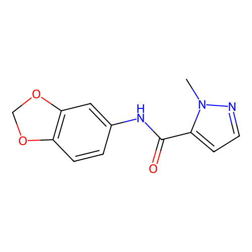 N-(1,3-benzodioxol-5-yl)-2-methyl-3-pyrazolecarboxamide structure