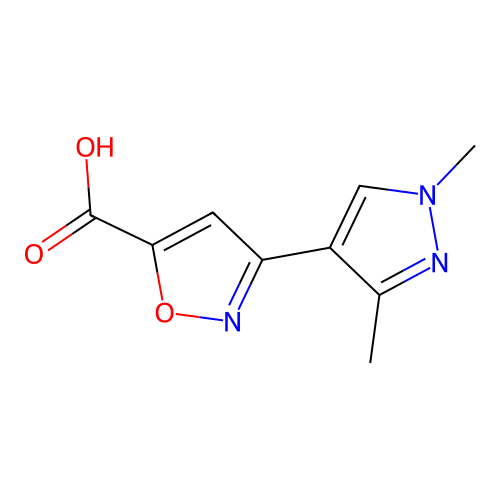 3-(1,3-dimethyl-1H-pyrazol-4-yl)isoxazole-5-carboxylic acid structure
