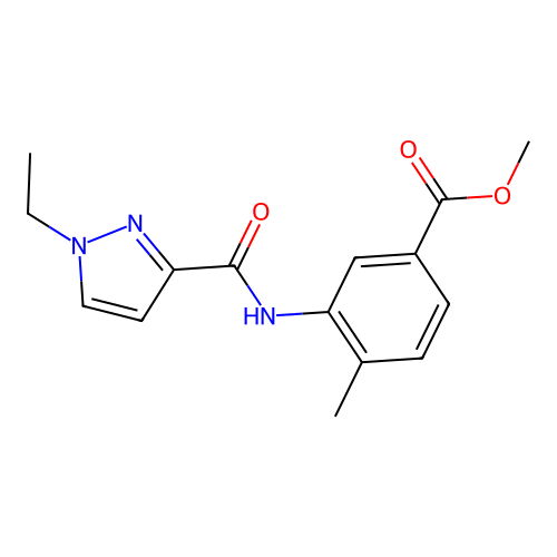 methyl 3-{[(1-ethyl-1H-pyrazol-3-yl)carbonyl]amino}-4-methylbenzoate structure