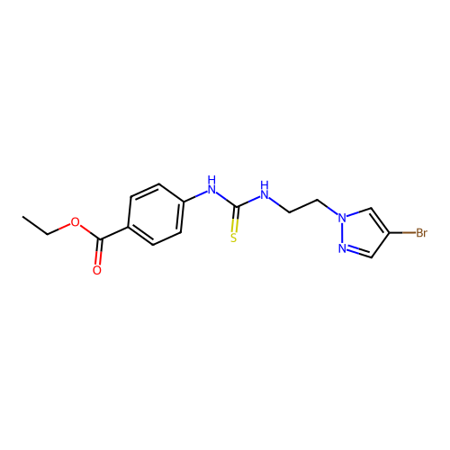 Ethyl 4-[2-(4-bromopyrazol-1-yl)ethylcarbamothioylamino]benzoate structure
