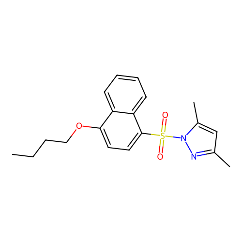 1-[(4-butoxynaphthalen-1-yl)sulfonyl]-3,5-dimethyl-1H-pyrazole structure