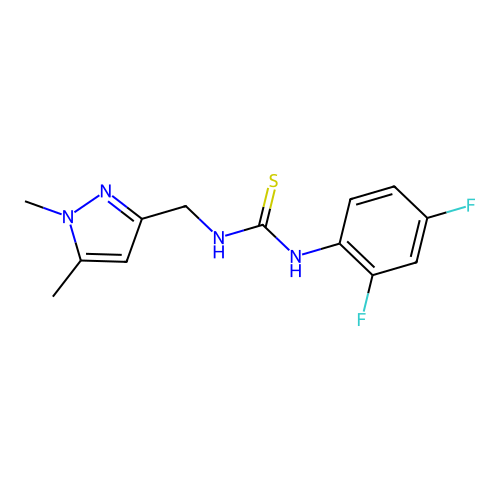 1-(2,4-Difluorophenyl)-3-[(1,5-dimethylpyrazol-3-yl)methyl]thiourea structure