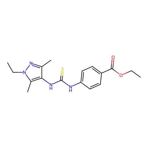 Ethyl 4-[(1-ethyl-3,5-dimethylpyrazol-4-yl)carbamothioylamino]benzoate structure