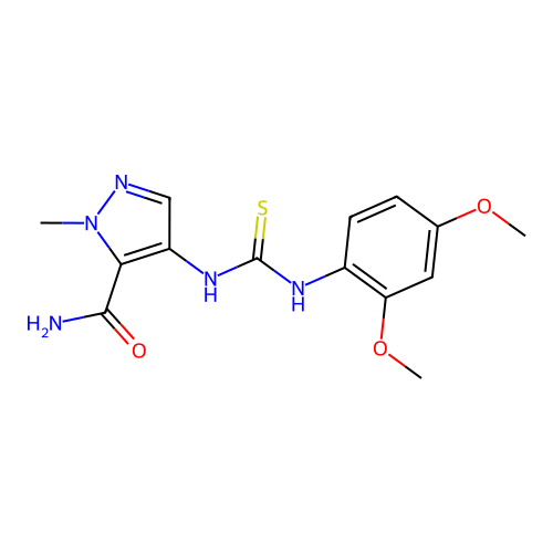 4-[(2,4-Dimethoxyphenyl)carbamothioylamino]-2-methylpyrazole-3-carboxamide structure