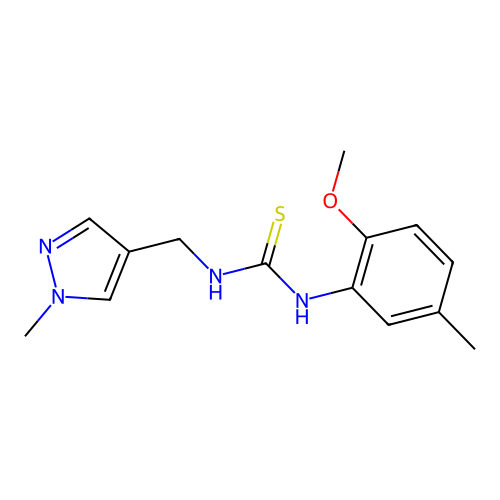 1-(2-Methoxy-5-methylphenyl)-3-[(1-methylpyrazol-4-yl)methyl]thiourea structure