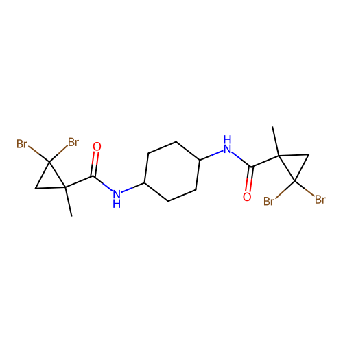 2,2-dibromo-N-[4-[(2,2-dibromo-1-methylcyclopropanecarbonyl)amino]cyclohexyl]-1-methylcyclopropane-1-carboxamide structure