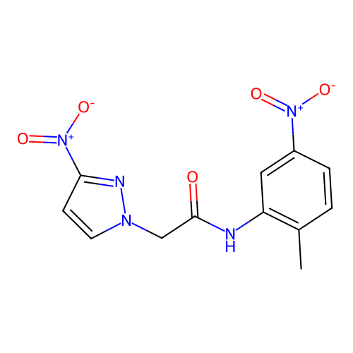 N-(2-methyl-5-nitrophenyl)-2-(3-nitropyrazol-1-yl)acetamide structure