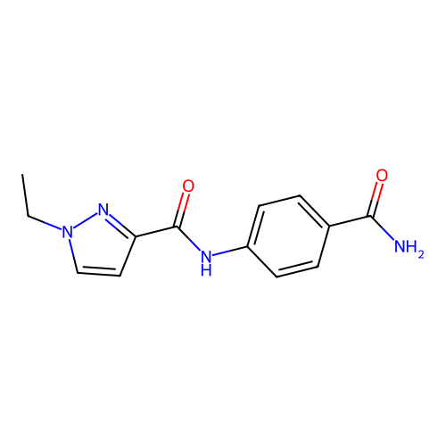 N-(4-carbamoylphenyl)-1-ethylpyrazole-3-carboxamide structure