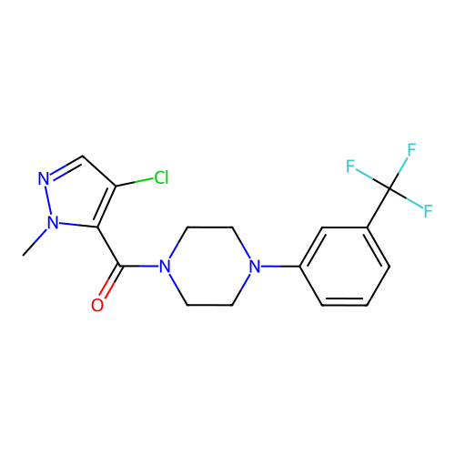 (4-chloro-2-methylpyrazol-3-yl)-[4-[3-(trifluoromethyl)phenyl]piperazin-1-yl]methanone structure