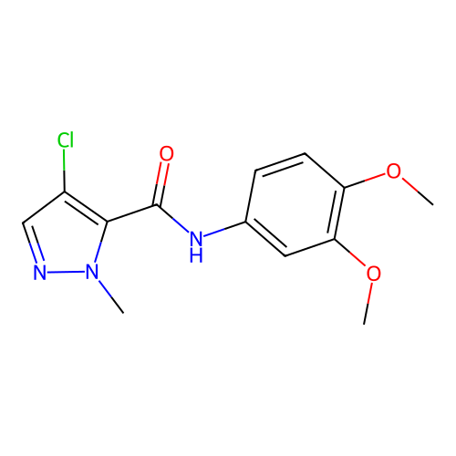 4-chloro-N-(3,4-dimethoxyphenyl)-2-methylpyrazole-3-carboxamide structure