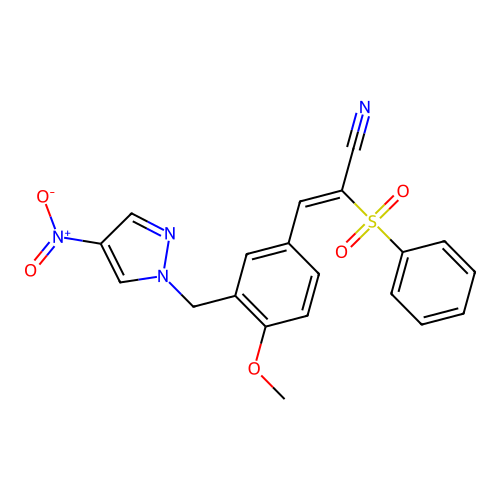 (2Z)-3-[4-Methoxy-3-[(4-nitro-1H-pyrazol-1-yl)methyl]phenyl]-2-(phenylsulfonyl)-2-propenenitrile structure