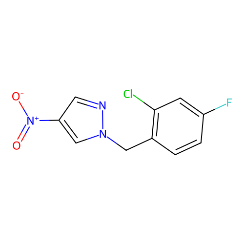 1-[(2-Chloro-4-fluorophenyl)methyl]-4-nitro-1H-pyrazole structure
