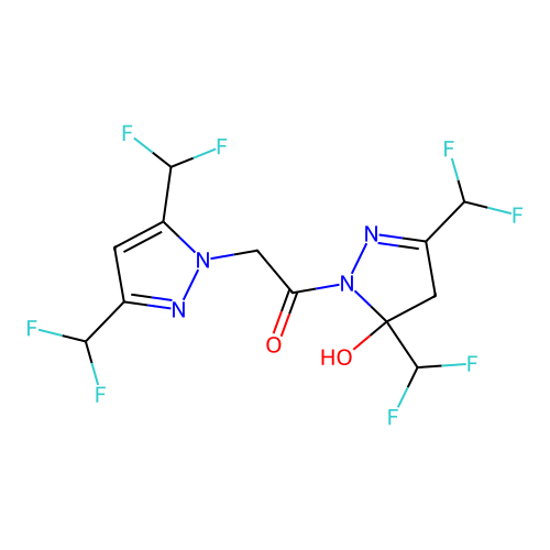 1-[3,5-bis(difluoromethyl)-5-hydroxy-4H-pyrazol-1-yl]-2-[3,5-bis(difluoromethyl)pyrazol-1-yl]ethanone structure