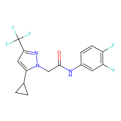 2-[5-cyclopropyl-3-(trifluoromethyl)-1H-pyrazol-1-yl]-N-(3,4-difluorophenyl)acetamide structure