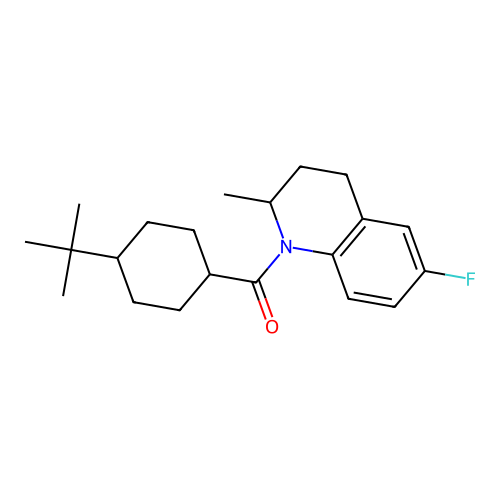 (4-tert-butylcyclohexyl)(6-fluoro-2-methyl-3,4-dihydroquinolin-1(2H)-yl)methanone structure