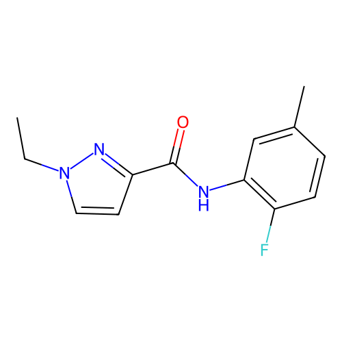 1-ethyl-N-(2-fluoro-5-methylphenyl)-1H-pyrazole-3-carboxamide structure
