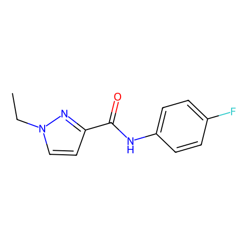 1-ethyl-N-(4-fluorophenyl)-1H-pyrazole-3-carboxamide structure