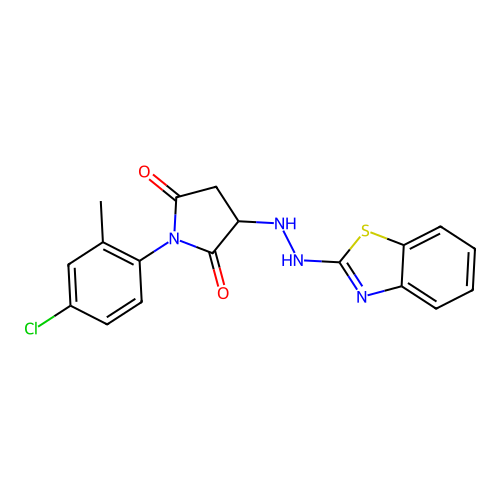 3-[2-(1,3-benzothiazol-2-yl)hydrazinyl]-1-(4-chloro-2-methylphenyl)pyrrolidine-2,5-dione structure