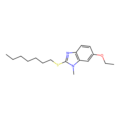 ethyl 2-(heptylsulfanyl)-1-methyl-1H-benzimidazol-6-yl ether structure