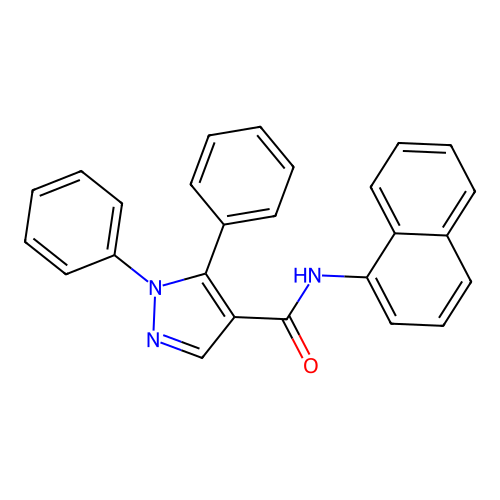 N-(1-naphthyl)-1,5-diphenyl-1H-pyrazole-4-carboxamide structure