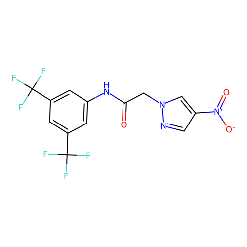 N-[3,5-bis(trifluoromethyl)phenyl]-2-(4-nitropyrazol-1-yl)acetamide structure