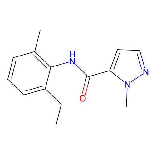 N-(2-ethyl-6-methylphenyl)-2-methylpyrazole-3-carboxamide structure