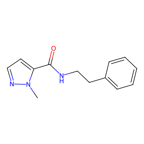 1-methyl-N-(2-phenylethyl)-1H-pyrazole-5-carboxamide structure