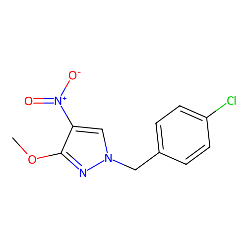 1-(4-chlorobenzyl)-4-nitro-3-methoxy-1H-pyrazole structure