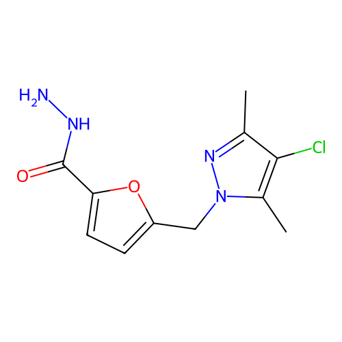5-[(4-chloro-3,5-dimethyl-1H-pyrazol-1-yl)methyl]-2-furohydrazide structure