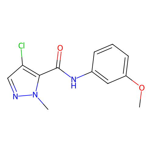 4-chloro-N-(3-methoxyphenyl)-2-methylpyrazole-3-carboxamide structure