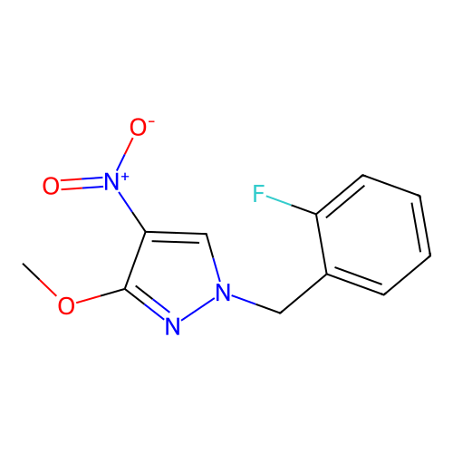 1-(2-fluorobenzyl)-4-nitro-3-methoxy-1H-pyrazole structure