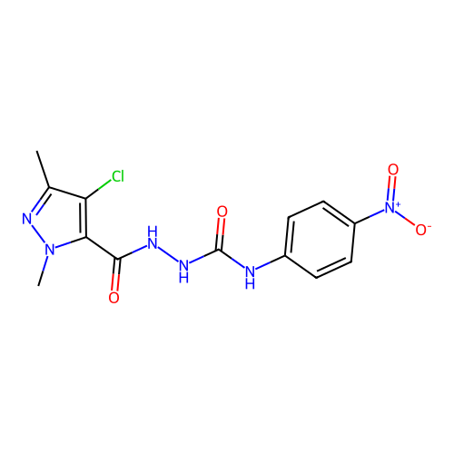 1-[(4-Chloro-2,5-dimethylpyrazole-3-carbonyl)amino]-3-(4-nitrophenyl)urea structure