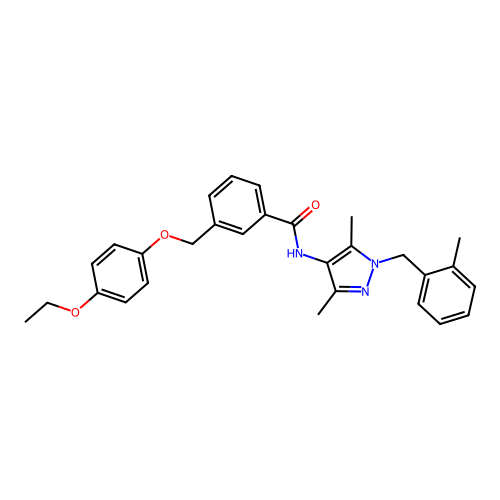N-[3,5-dimethyl-1-(2-methylbenzyl)-1H-pyrazol-4-yl]-3-[(4-ethoxyphenoxy)methyl]benzamide structure