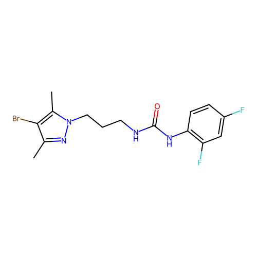 1-[3-(4-Bromo-3,5-dimethylpyrazol-1-yl)propyl]-3-(2,4-difluorophenyl)urea structure