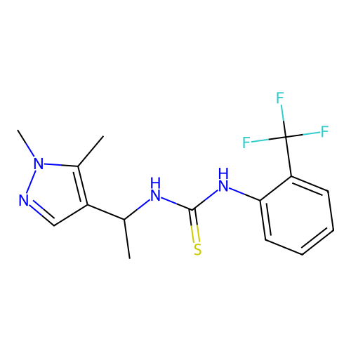 1-[1-(1,5-Dimethylpyrazol-4-yl)ethyl]-3-[2-(trifluoromethyl)phenyl]thiourea structure