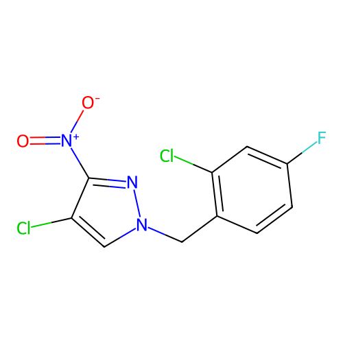 4-Chloro-1-[(2-chloro-4-fluorophenyl)methyl]-3-nitropyrazole structure