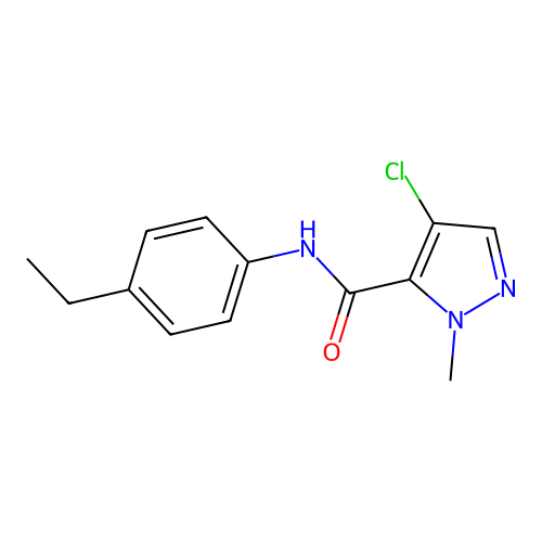 4-chloro-N-(4-ethylphenyl)-2-methylpyrazole-3-carboxamide structure