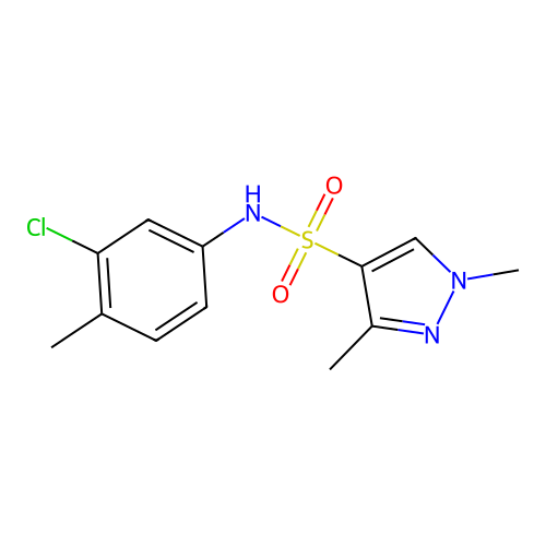 N-(3-chloro-4-methylphenyl)-1,3-dimethylpyrazole-4-sulfonamide structure