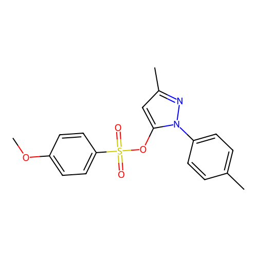 3-methyl-1-(4-methylphenyl)-1H-pyrazol-5-yl 4-methoxybenzenesulfonate structure