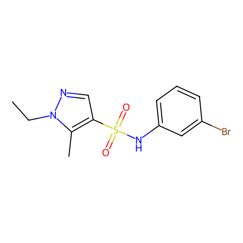 N-(3-bromophenyl)-1-ethyl-5-methylpyrazole-4-sulfonamide structure