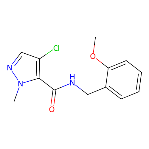 4-chloro-N-[(2-methoxyphenyl)methyl]-2-methylpyrazole-3-carboxamide structure