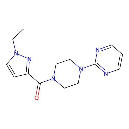 (1-Ethylpyrazol-3-yl)-(4-pyrimidin-2-ylpiperazin-1-yl)methanone structure