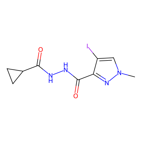 N'-(cyclopropylcarbonyl)-4-iodo-1-methyl-1H-pyrazole-3-carbohydrazide structure